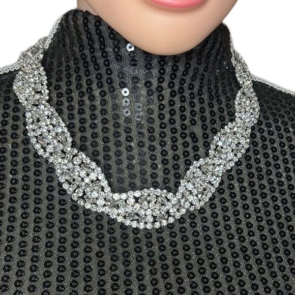 Baublebar supernova  Silver Rhinestone Choker Necklace Wedding Statement Piece - Picture 1 of 3